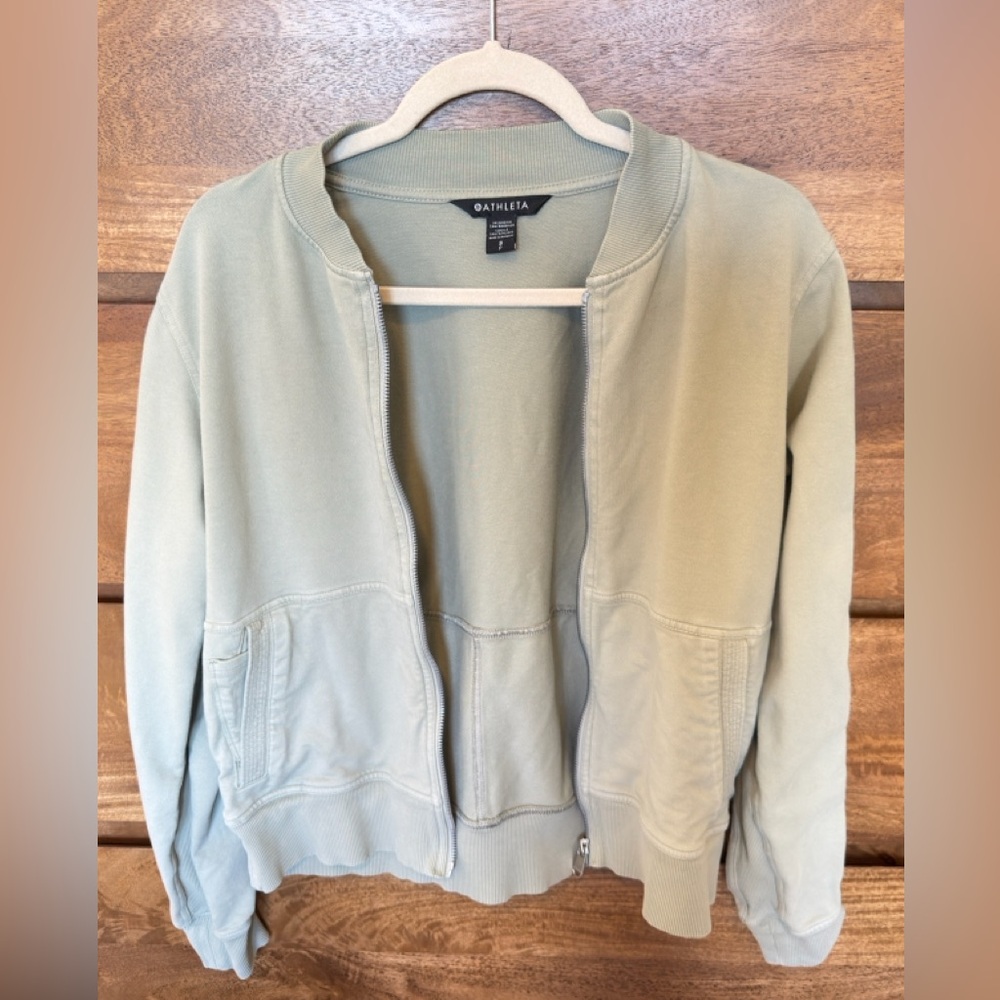 Athleta Farallon Bomber Jacket - Sage Green, SZ Small